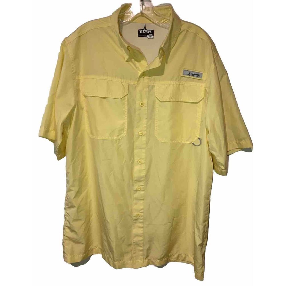 Habit Short Sleeve Shirt‎ Size Medium Yellow Vented Sport Fish High Visibility
